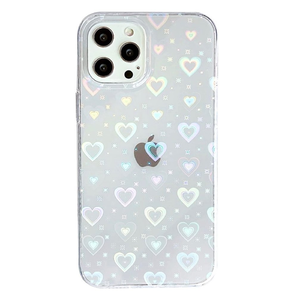 NWT Clear Iridescent HEARTS iPhone 15 Pro Max Phone Case